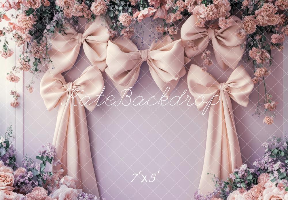 Kate Nœuds Rose Mur Violet Fleurs Mariage Toile de fond conçue par Lidia Redekopp - Kate Backdrop FR