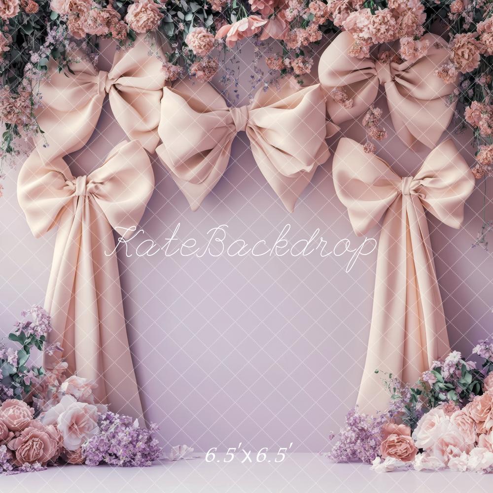 Kate Nœuds Rose Mur Violet Fleurs Mariage Toile de fond conçue par Lidia Redekopp - Kate Backdrop FR