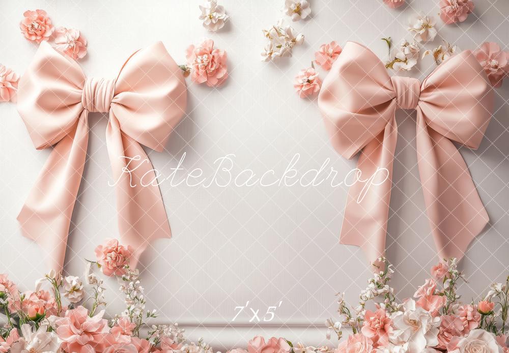 Kate Nœuds Rose Fleurs Mariage Élégant Toile de fond conçue par Lidia Redekopp - Kate Backdrop FR