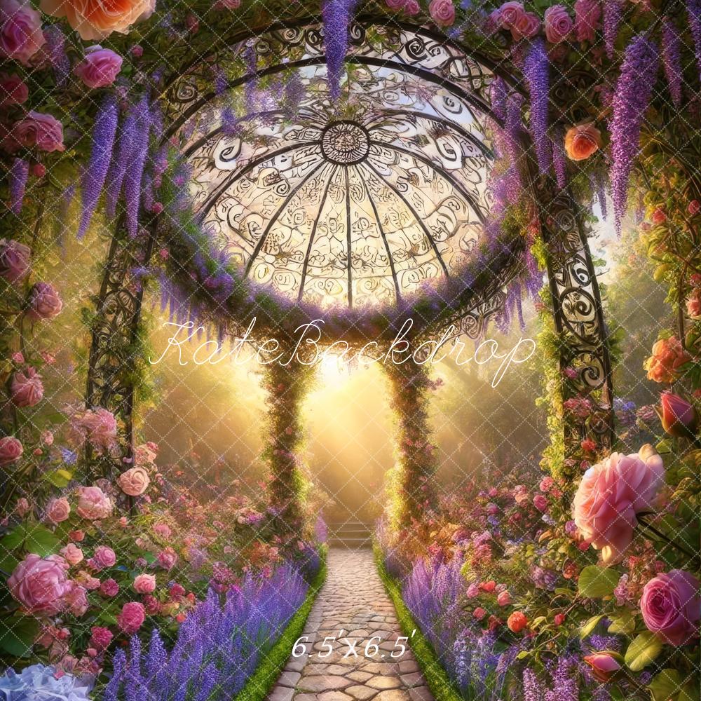 Kate Jardin Fleurs Pavillon Lumière du soleil Toile de fond conçue par Lidia Redekopp - Kate Backdrop FR