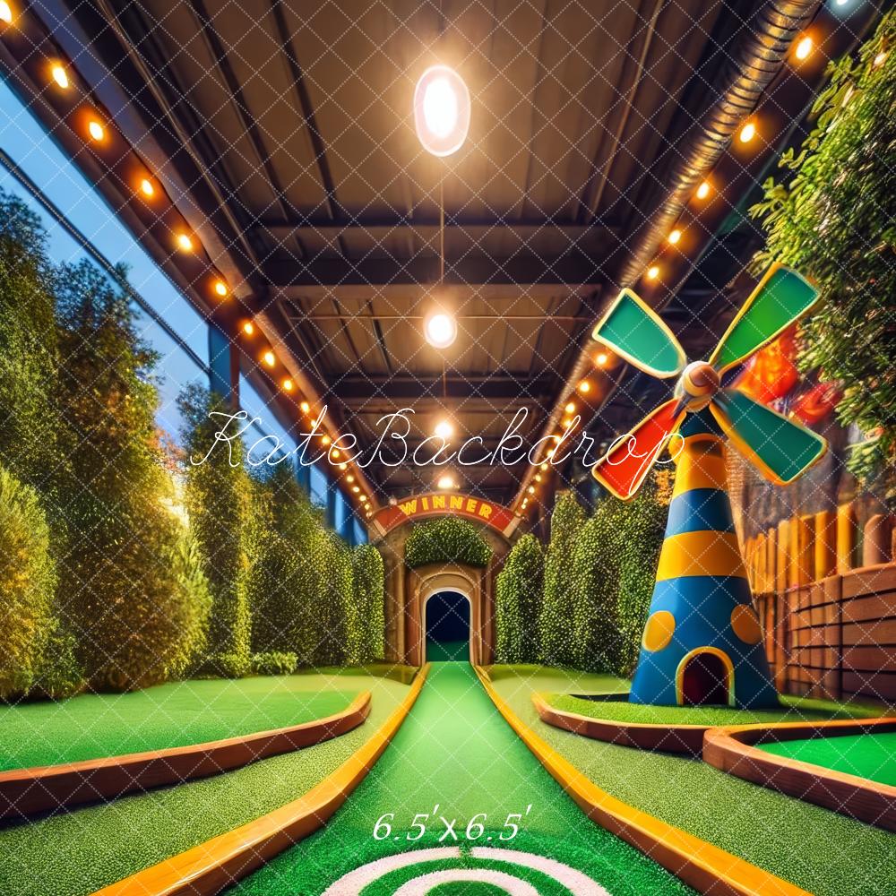 Kate Sports Mini Golf Moulin à vent Toile de fond conçue par Lidia Redekopp - Kate Backdrop FR