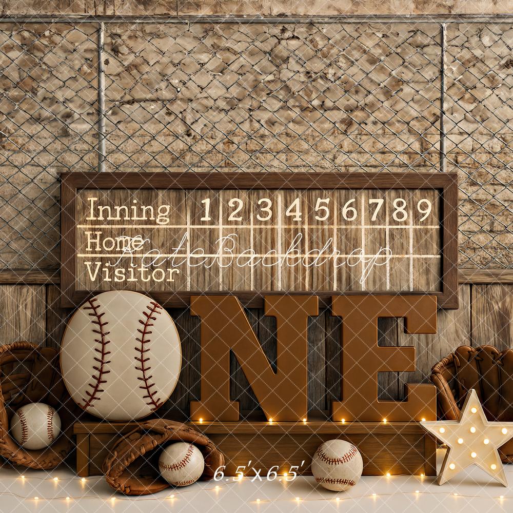 Kate Baseball Rustique Anniversaire Toile de fond conçu par Ashley Paul - Kate Backdrop FR