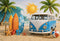 Kate Été Plage Bus Planches de surf Soleil Toile de fond conçu par Ashley Paul - Kate Backdrop FR