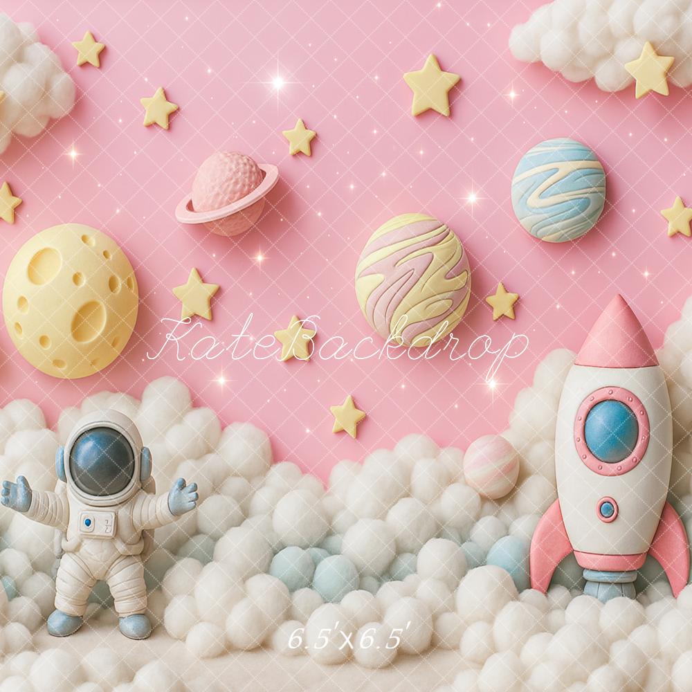 Kate Anniversaire Rose Espace Astronaute Toile de fond conçu par Ashley Paul - Kate Backdrop FR