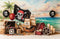 Kate Pirate Aventure Plage Voilier Anniversaire Toile de fond conçu par Ashley Paul - Kate Backdrop FR