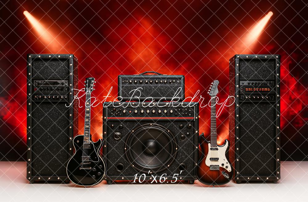 Kate Anniversaire Rock Roll Concert Guitare Toile de fond conçu par Ashley Paul - Kate Backdrop FR