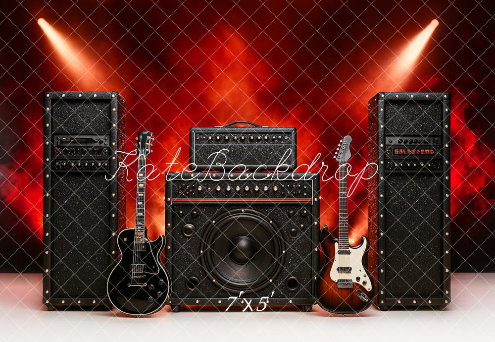 Kate Anniversaire Rock Roll Concert Guitare Toile de fond conçu par Ashley Paul - Kate Backdrop FR