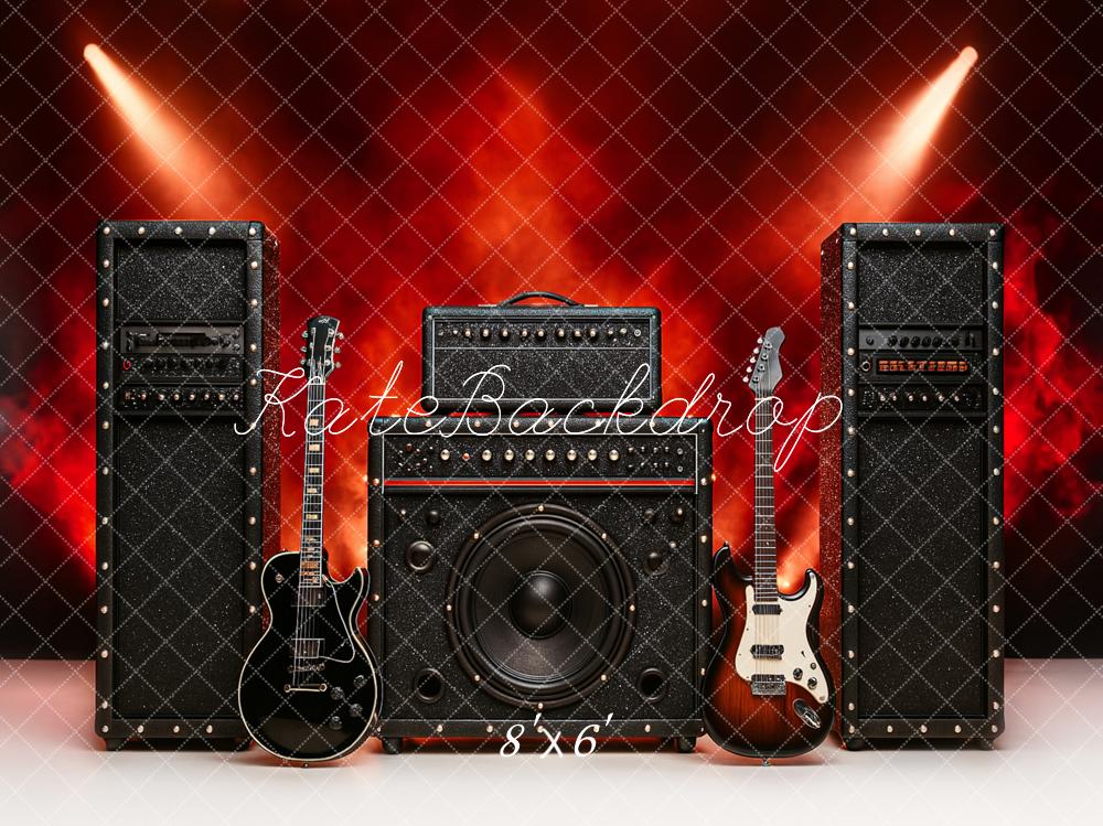 Kate Anniversaire Rock Roll Concert Guitare Toile de fond conçu par Ashley Paul - Kate Backdrop FR