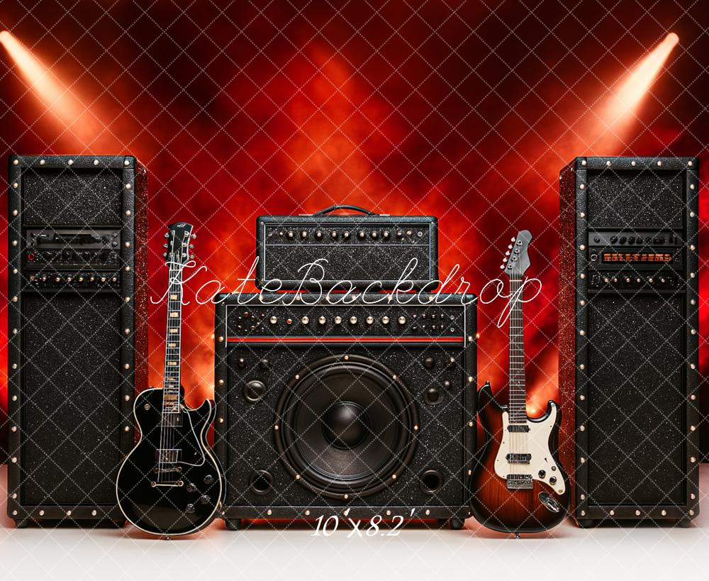Kate Anniversaire Rock Roll Concert Guitare Toile de fond conçu par Ashley Paul - Kate Backdrop FR