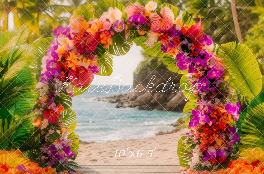 Kate Été Tropical Fleur Arche Plage Toile de fond conçue par Mini MakeBelieve - Kate Backdrop FR