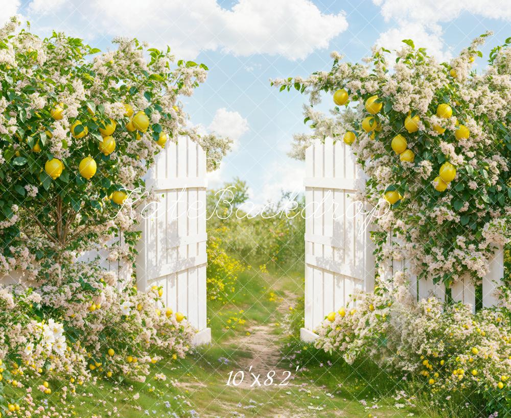 Kate Été Citron Jardin Fleurs Portail Toile de fond conçue par Emetselch - Kate Backdrop FR