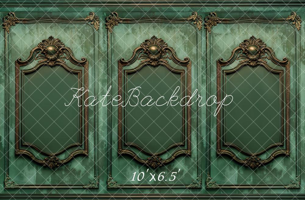 Kate Mur Vintage Vert Orné Boudoir Toile de fond conçue par Kate Image - Kate Backdrop FR