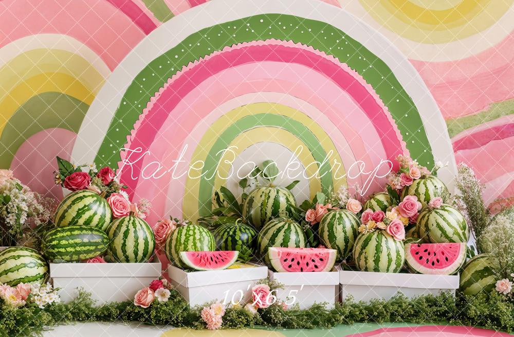 Kate Été Pastèque Fleur Arc-en-ciel Toile de fond conçue par Emetselch - Kate Backdrop FR