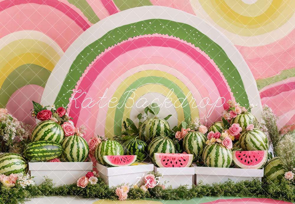 Kate Été Pastèque Fleur Arc-en-ciel Toile de fond conçue par Emetselch - Kate Backdrop FR