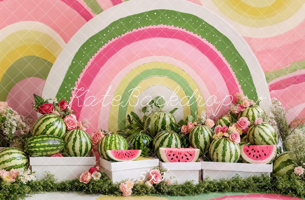 Kate Été Pastèque Fleur Arc-en-ciel Toile de fond conçue par Emetselch - Kate Backdrop FR