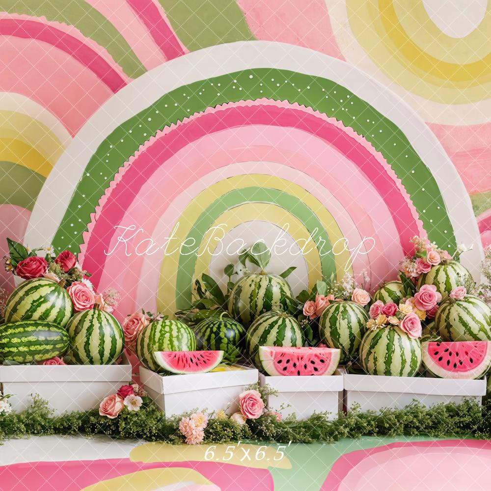 Kate Été Pastèque Fleur Arc-en-ciel Toile de fond conçue par Emetselch - Kate Backdrop FR