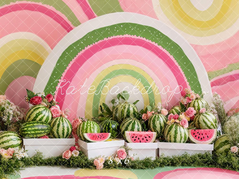 Kate Été Pastèque Fleur Arc-en-ciel Toile de fond conçue par Emetselch - Kate Backdrop FR