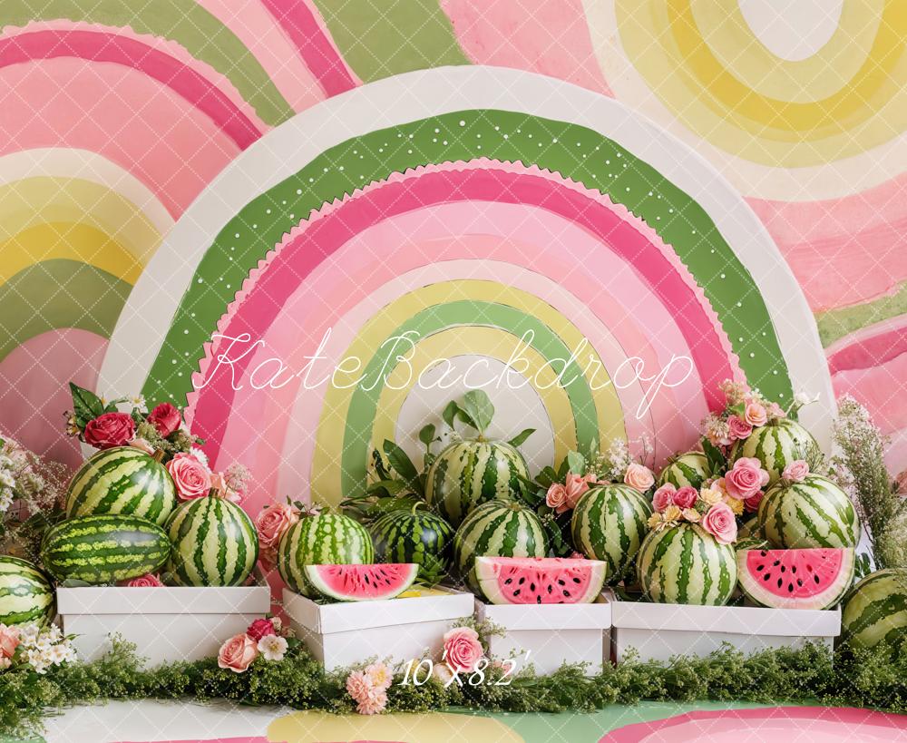 Kate Été Pastèque Fleur Arc-en-ciel Toile de fond conçue par Emetselch - Kate Backdrop FR