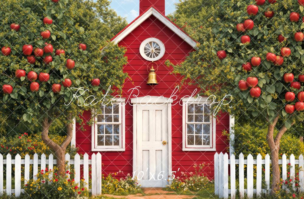 Kate Scolaire École Rouge Pommes Jardin Toile de fond conçue par Emetselch - Kate Backdrop FR