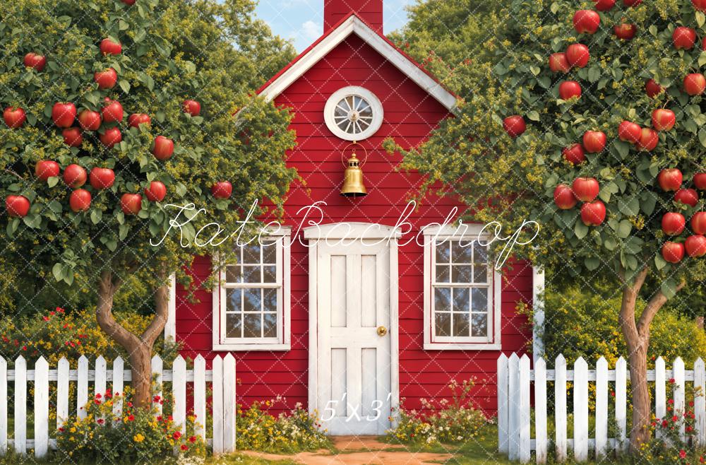 Kate Scolaire École Rouge Pommes Jardin Toile de fond conçue par Emetselch - Kate Backdrop FR