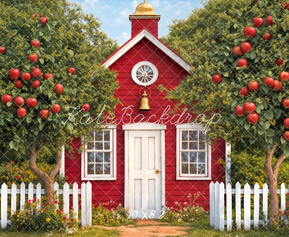 Kate Scolaire École Rouge Pommes Jardin Toile de fond conçue par Emetselch - Kate Backdrop FR
