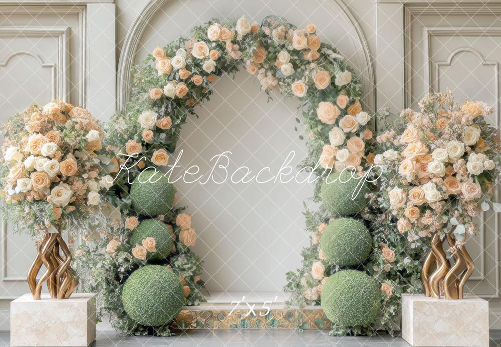 Kate Printemps Fleurs Rétro Mariage Arche Toile de fond conçue par Mini MakeBelieve - Kate Backdrop FR