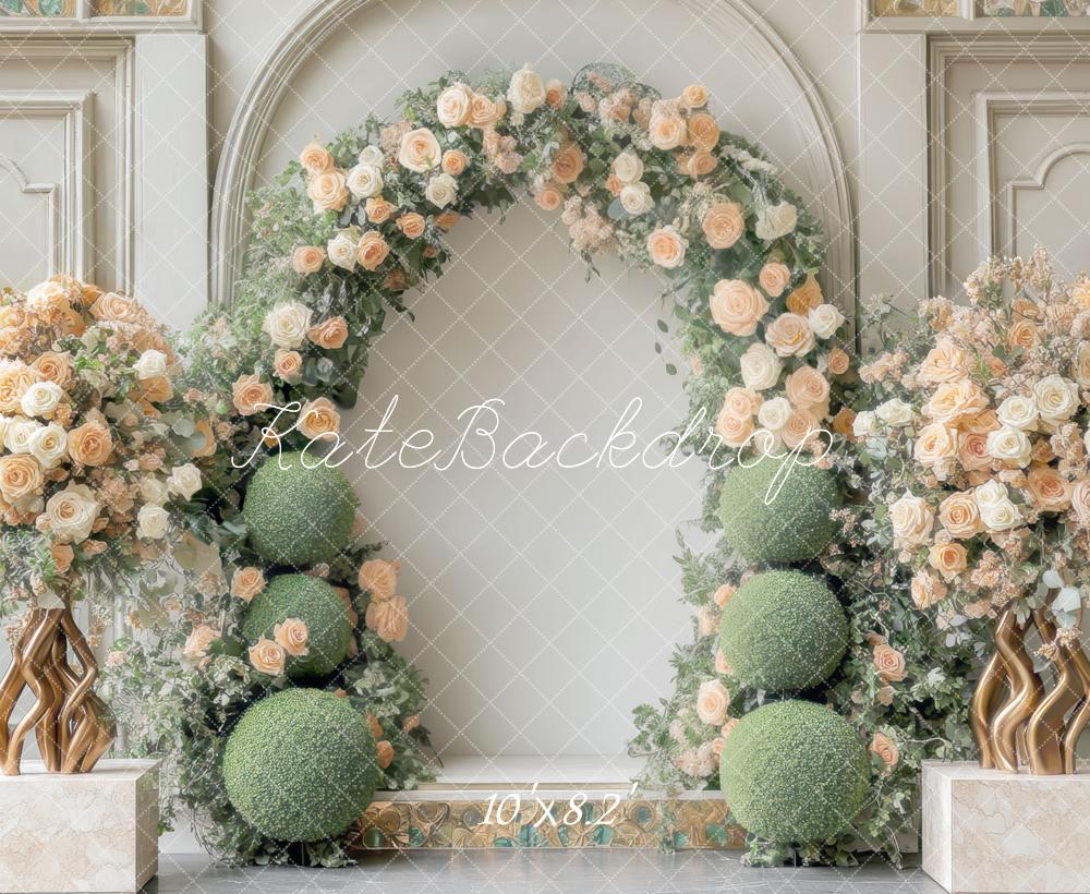 Kate Printemps Fleurs Rétro Mariage Arche Toile de fond conçue par Mini MakeBelieve - Kate Backdrop FR
