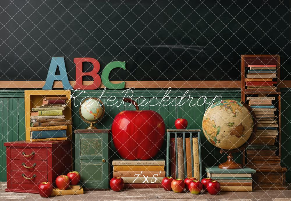 Kate Scolaire Salle de classe Globe Tableau noir Toile de fond conçue par Emetselch - Kate Backdrop FR