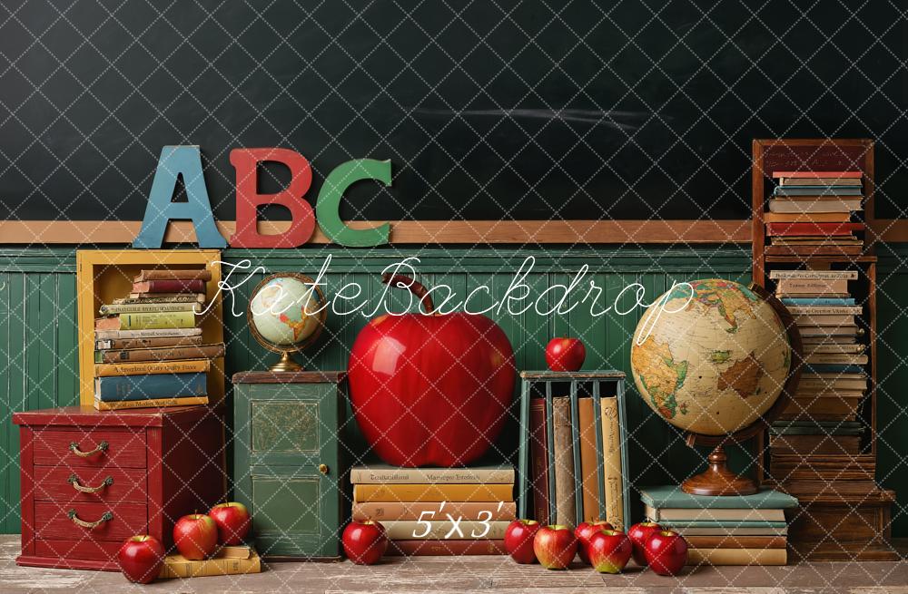 Kate Scolaire Salle de classe Globe Tableau noir Toile de fond conçue par Emetselch - Kate Backdrop FR