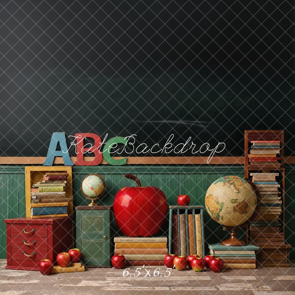 Kate Scolaire Salle de classe Globe Tableau noir Toile de fond conçue par Emetselch - Kate Backdrop FR