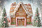 Kate Noël Maison en Pain d'épices Neige Toile de fond conçue par Chain Photographie - Kate Backdrop FR