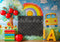 Kate École Tableau noir Arc-en-ciel Pommes Toile de fond conçue par Mini MakeBelieve