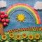 Kate Scolaire Arc-en-ciel Pommes Tournesols Toile de fond conçue par Mini MakeBelieve - Kate Backdrop FR
