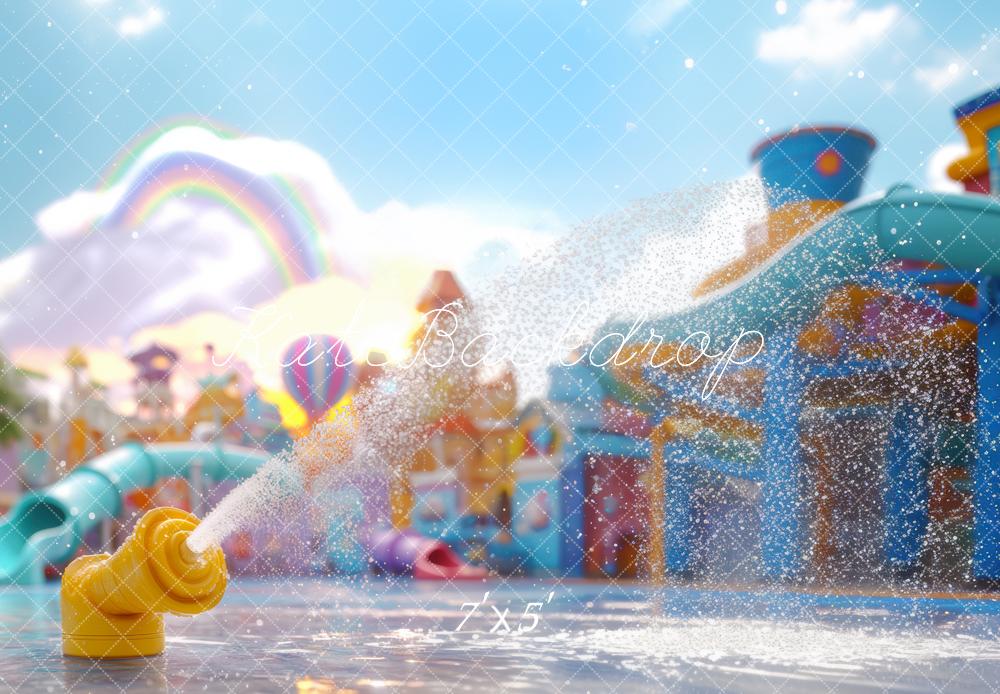Kate Été Parc aquatique Arc-en-ciel Enfant Toile de fond conçue par Mini MakeBelieve