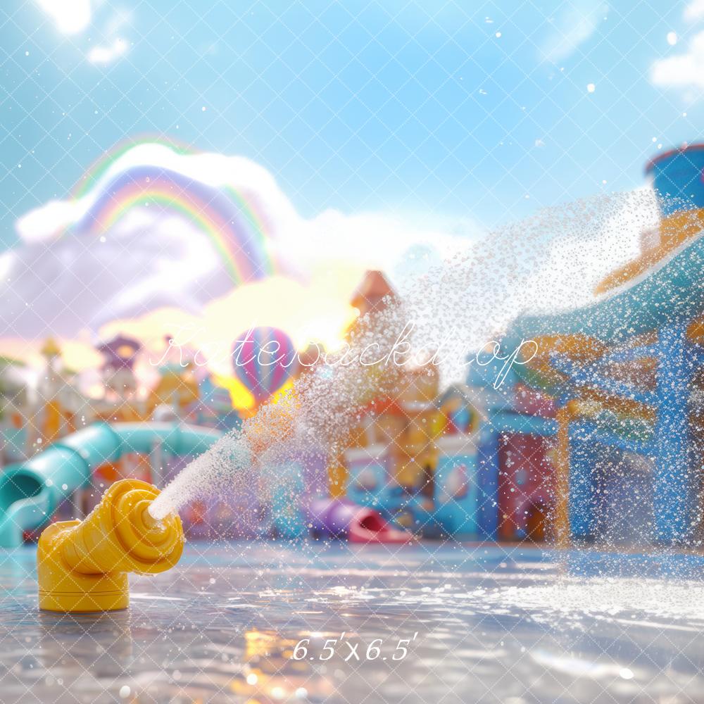 Kate Été Parc aquatique Arc-en-ciel Enfant Toile de fond conçue par Mini MakeBelieve