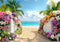 Kate Été Plage Tropical Allée Fleurs Toile de fond conçue par Mini MakeBelieve - Kate Backdrop FR