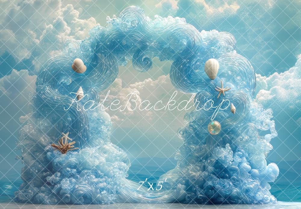 Kate Sirène Vagues Arche Océan Bleu Toile de fond conçue par Mini MakeBelieve