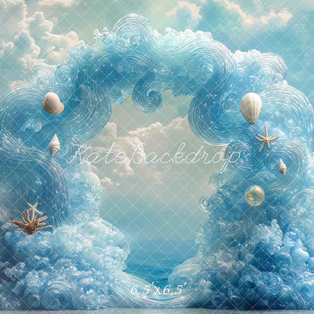 Kate Sirène Vagues Arche Océan Bleu Toile de fond conçue par Mini MakeBelieve