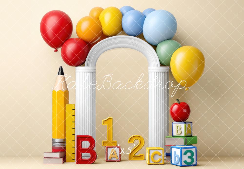 Kate Scolaire Ballon Arche Crayon Toile de fond conçue par Mini MakeBelieve