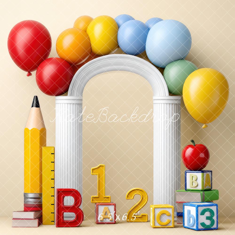 Kate Scolaire Ballon Arche Crayon Toile de fond conçue par Mini MakeBelieve