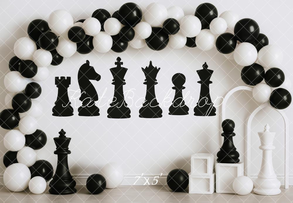 Kate Anniversaire Jeu d'échecs Ballon Arche Toile de fond conçue par Patty Roberts - Kate Backdrop FR
