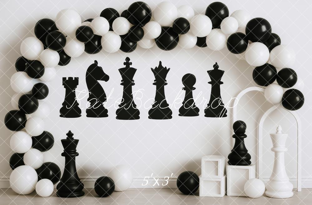 Kate Anniversaire Jeu d'échecs Ballon Arche Toile de fond conçue par Patty Roberts - Kate Backdrop FR