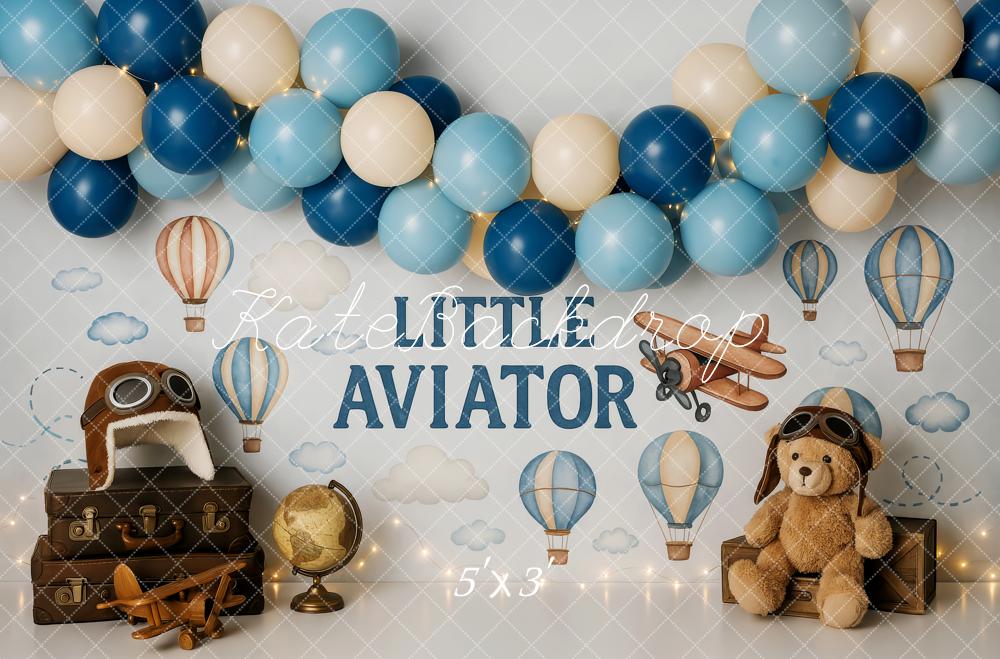 Kate Anniversaire Aviateur Montgolfière Toile de fond conçue par Patty Roberts - Kate Backdrop FR