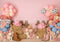 Kate Cowgirl Western Fleurs Rose Anniversaire Toile de fond conçue par Patty Roberts - Kate Backdrop FR