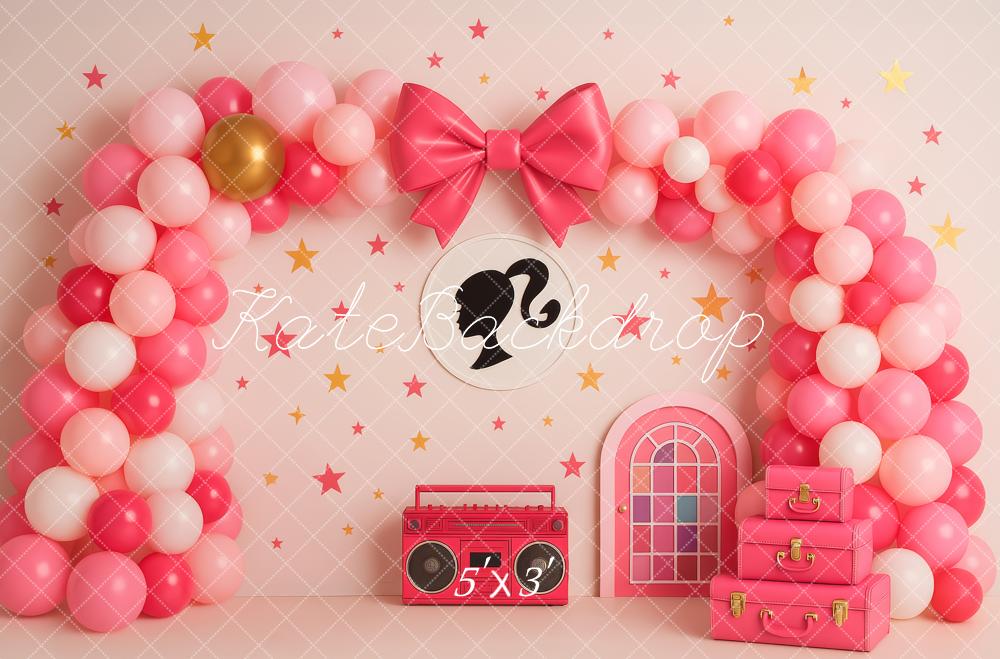 Kate Anniversaire Rose Années 80 Ballons Toile de fond conçue par Patty Roberts - Kate Backdrop FR