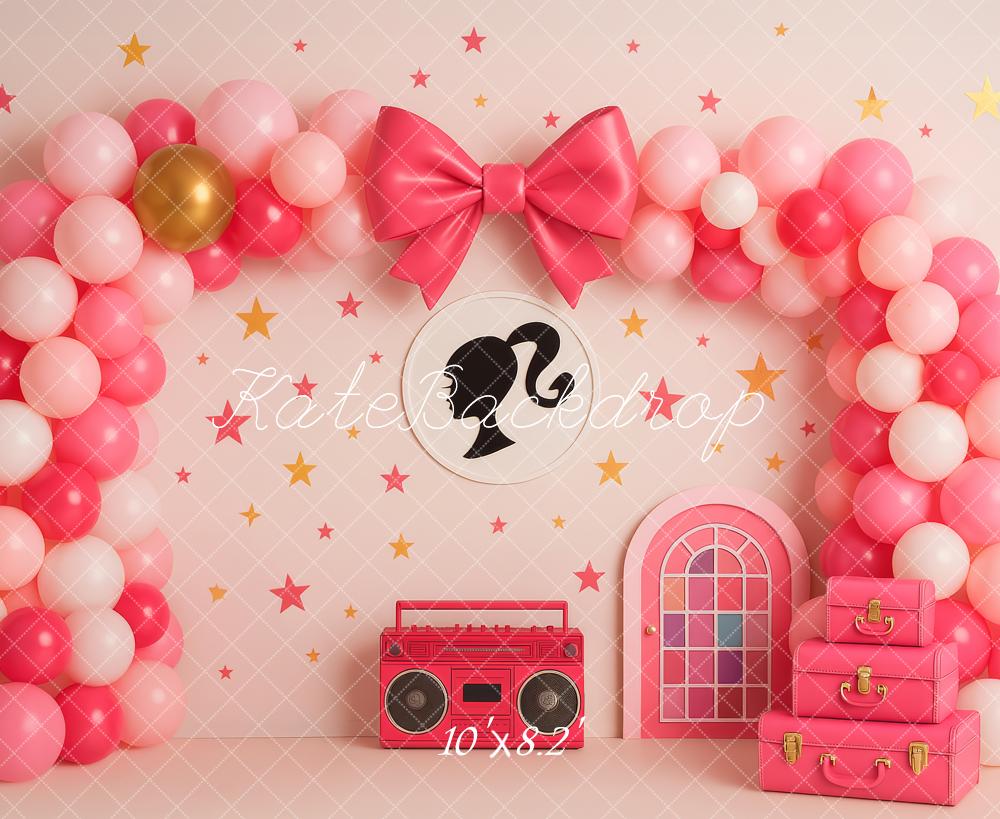Kate Anniversaire Rose Années 80 Ballons Toile de fond conçue par Patty Roberts - Kate Backdrop FR