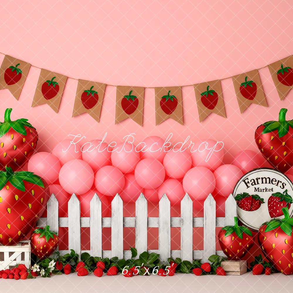 Kate Anniversaire Fraises Marché Toile de fond conçue par Patty Roberts - Kate Backdrop FR