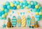Kate Anniversaire Été Planche de surf Ballon Toile de fond conçue par Patty Roberts - Kate Backdrop FR