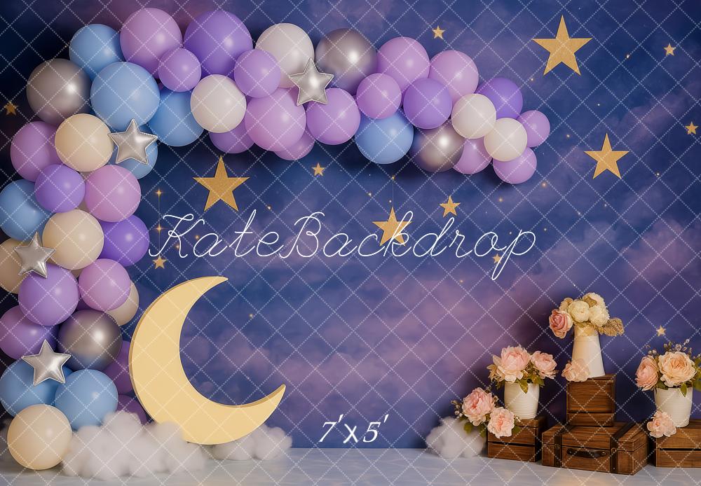 Kate Lune Étoiles Ballon Anniversaire Toile de fond conçue par Patty Roberts