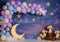 Kate Lune Étoiles Ballon Anniversaire Toile de fond conçue par Patty Roberts - Kate Backdrop FR